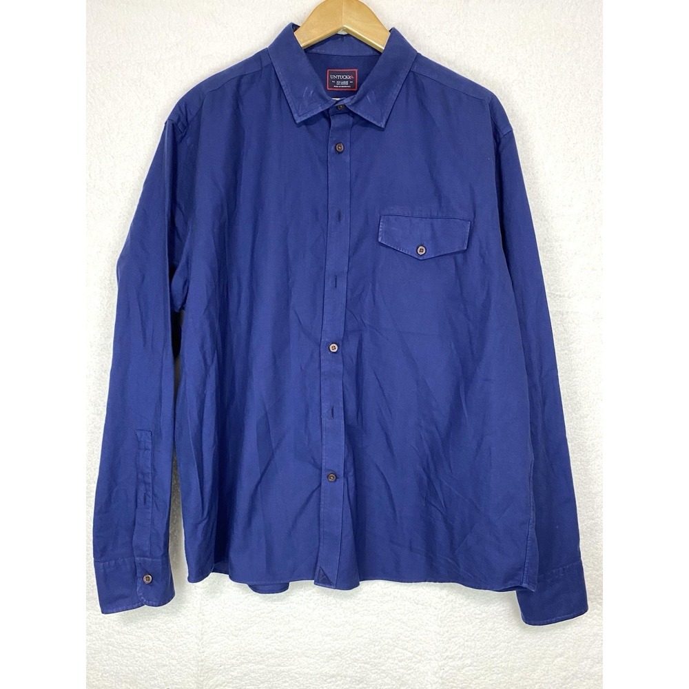 UNTUCKit Men's XXL BLUE Button Up 100% Cotton Shirt EXCELLENT